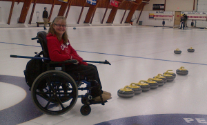 Andrea Dodsworth getting ready for some wheelchair curling!